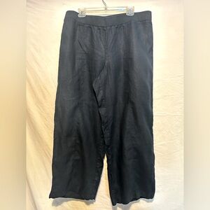 J. Jill 100% Linen Black Wide Leg Pants Size XL